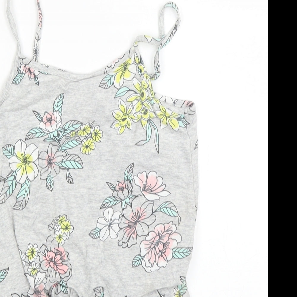 F&F Girls Grey Floral  Playsuit One-Piece Size 4-5 Years