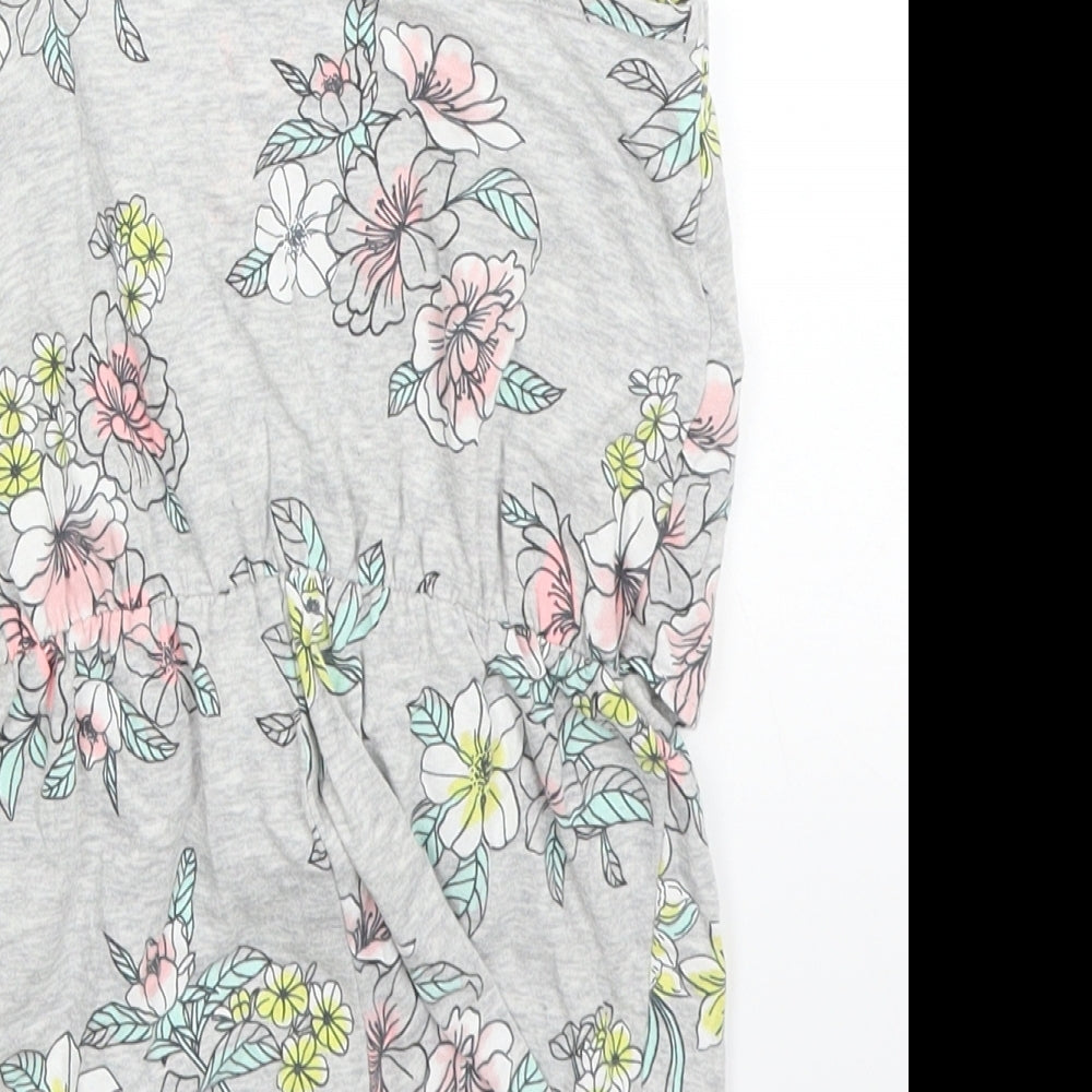 F&F Girls Grey Floral  Playsuit One-Piece Size 4-5 Years