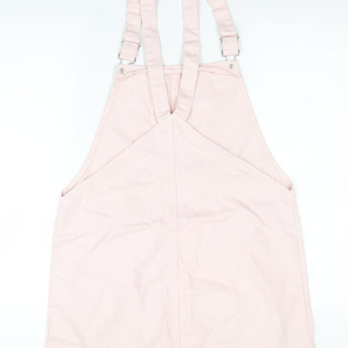 Topshop Womens Pink  Denim A-Line  Size 12  - Dungaree Dress