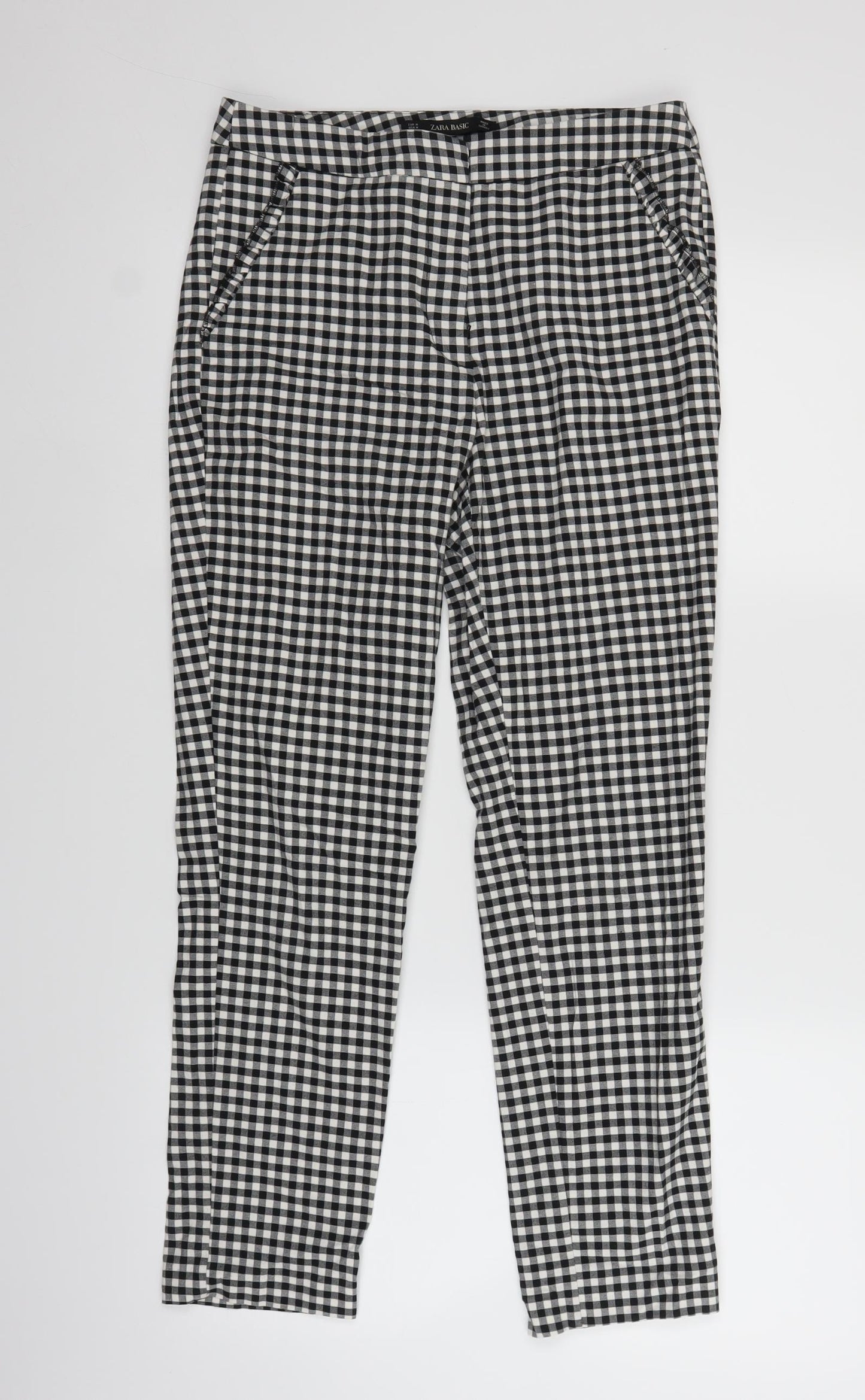 Zara Womens Grey Plaid  Capri Trousers Size M L27 in