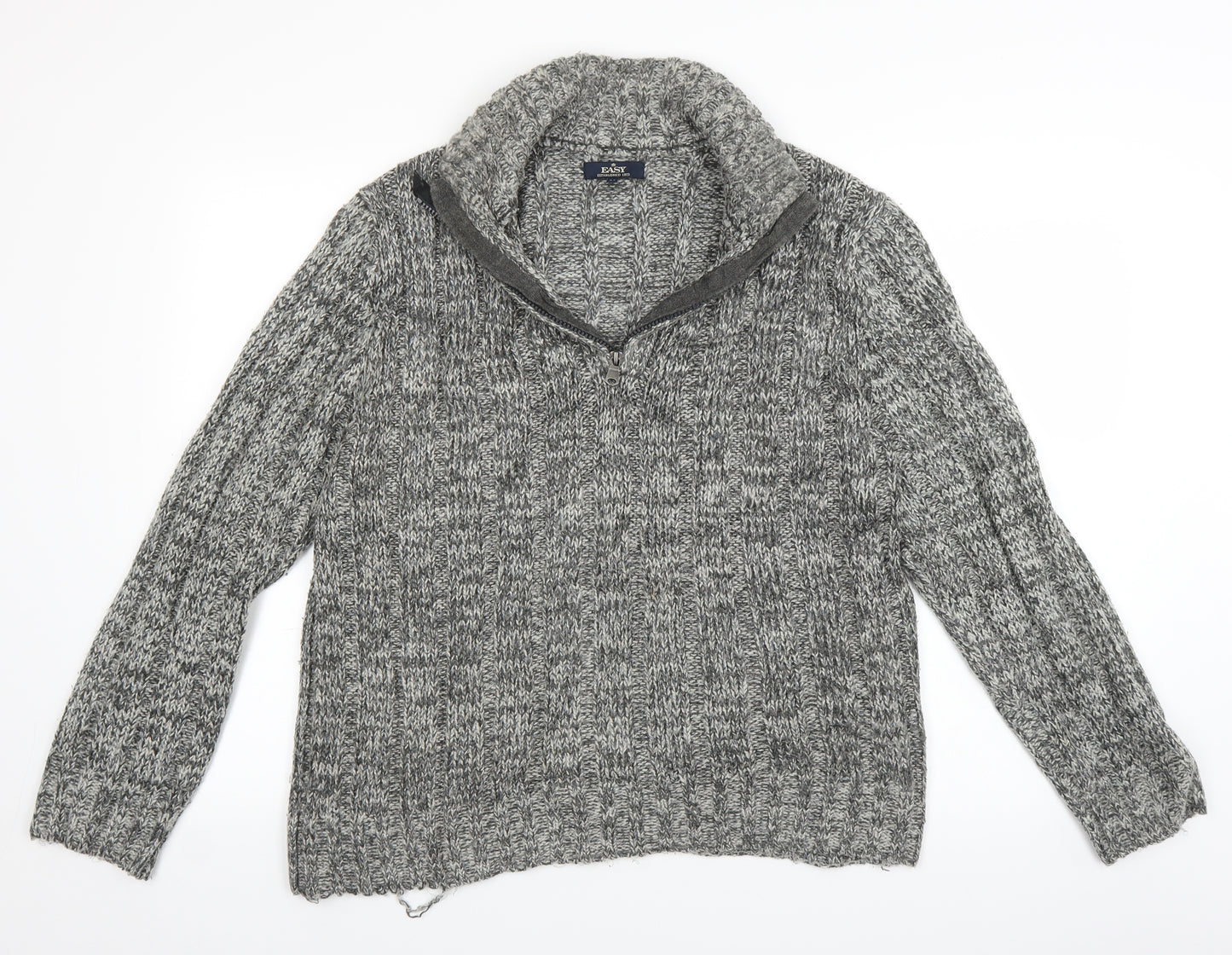 Easy Mens Grey  Knit Pullover Sweatshirt Size M