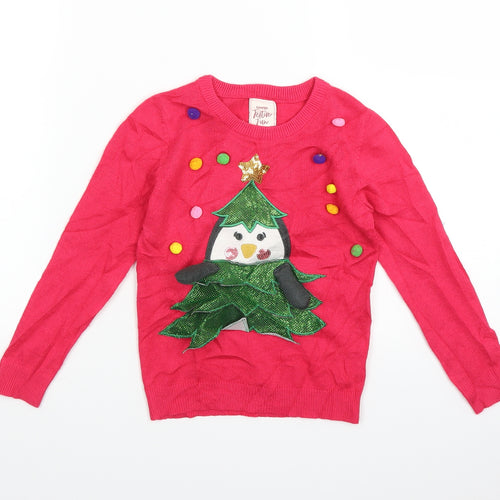 George Girls Pink   Pullover Jumper Size 4-5 Years  - christmas