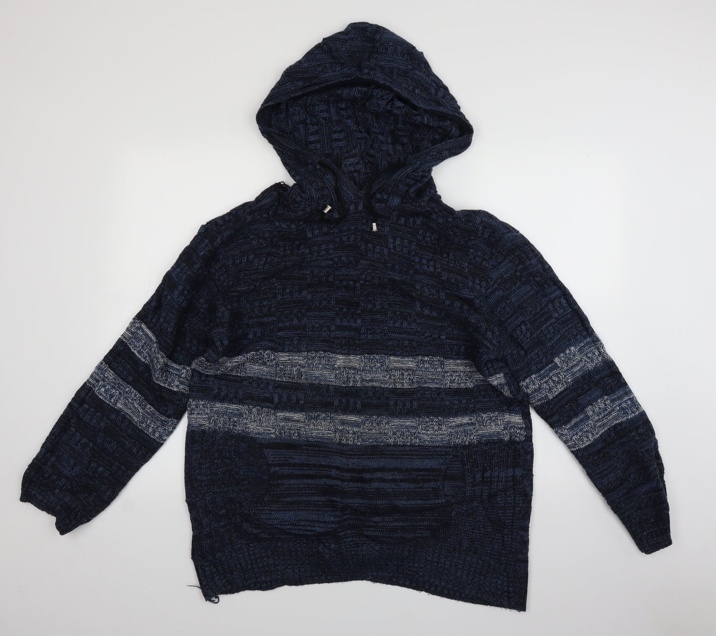 Preworn Mens Blue  Knit Pullover Hoodie Size 2XL