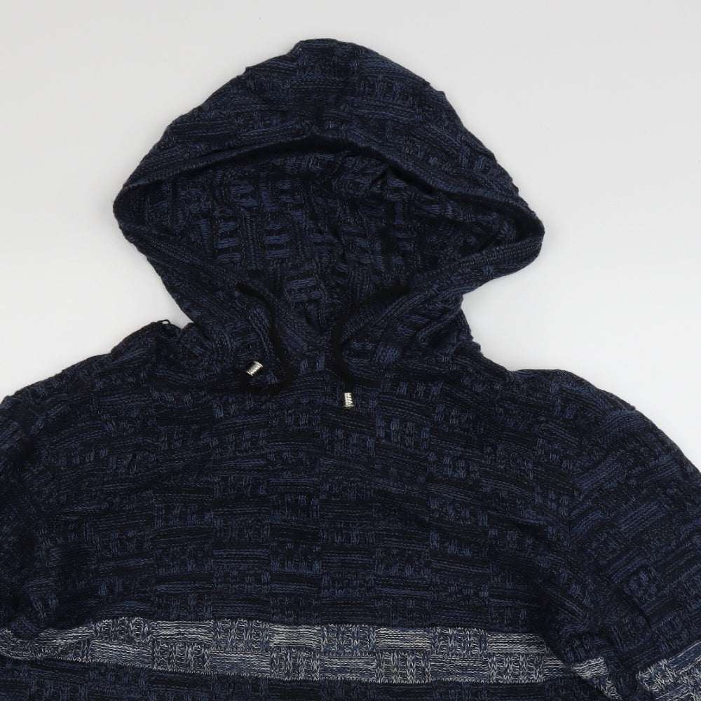 Preworn Mens Blue  Knit Pullover Hoodie Size 2XL