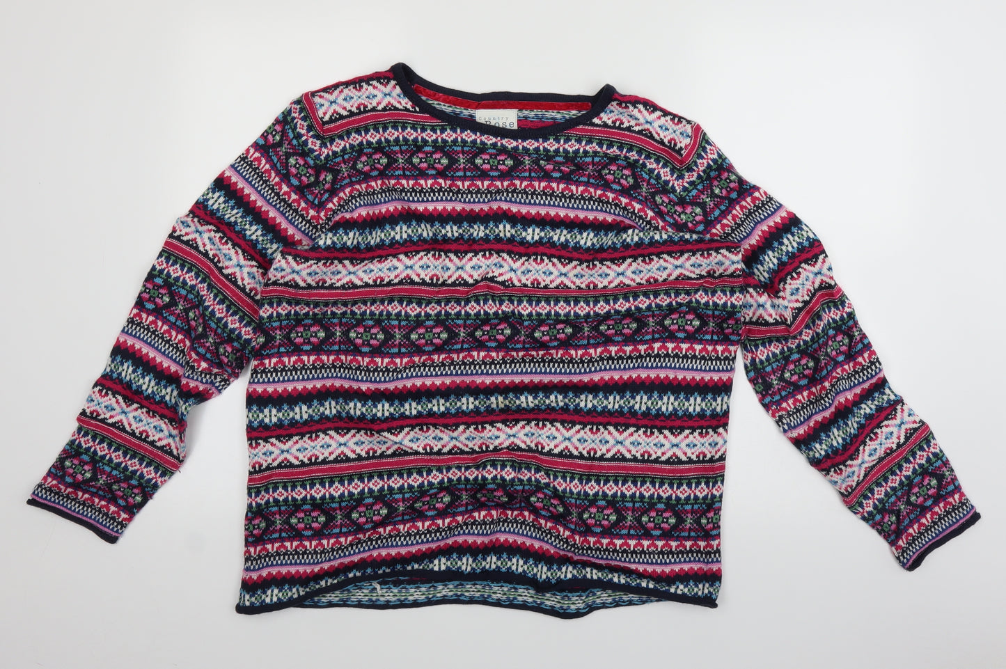Country Rose Soap Co. Womens Pink Fair Isle  Pullover Jumper Size L