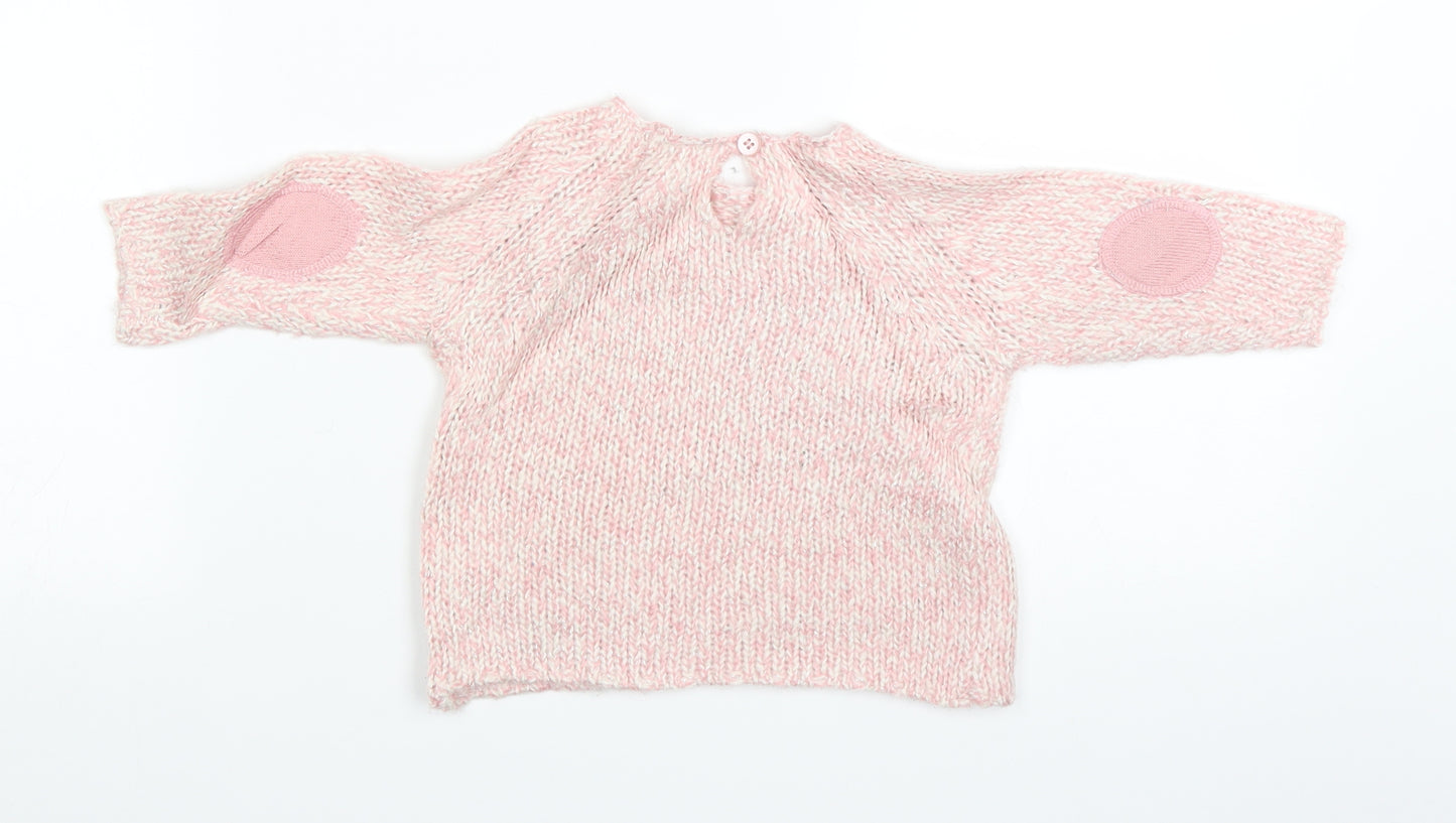 F&F Girls Pink  Knit Pullover Jumper Size 36 Months  - heart
