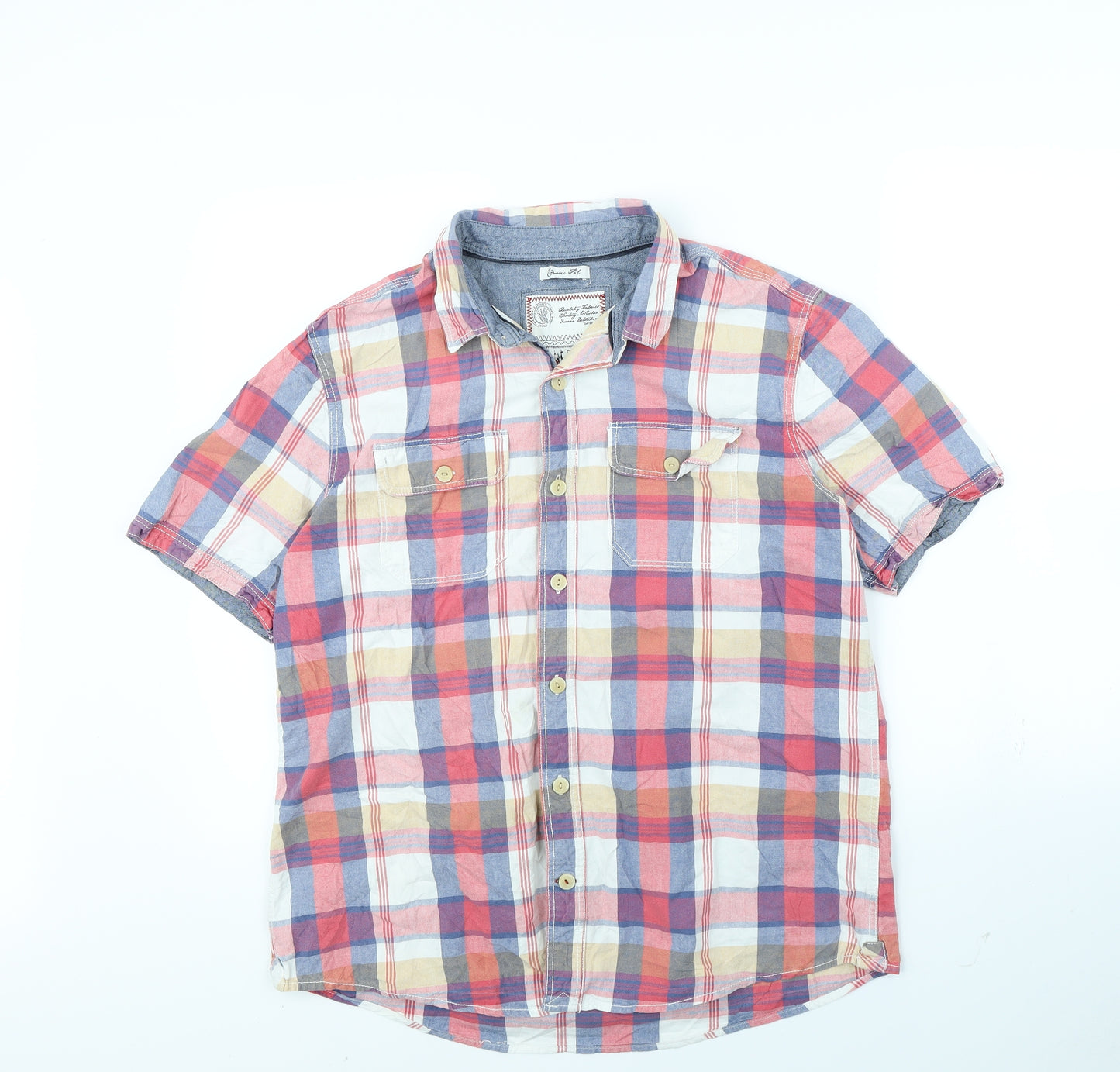 Fat Face Mens Red Check   Dress Shirt Size L
