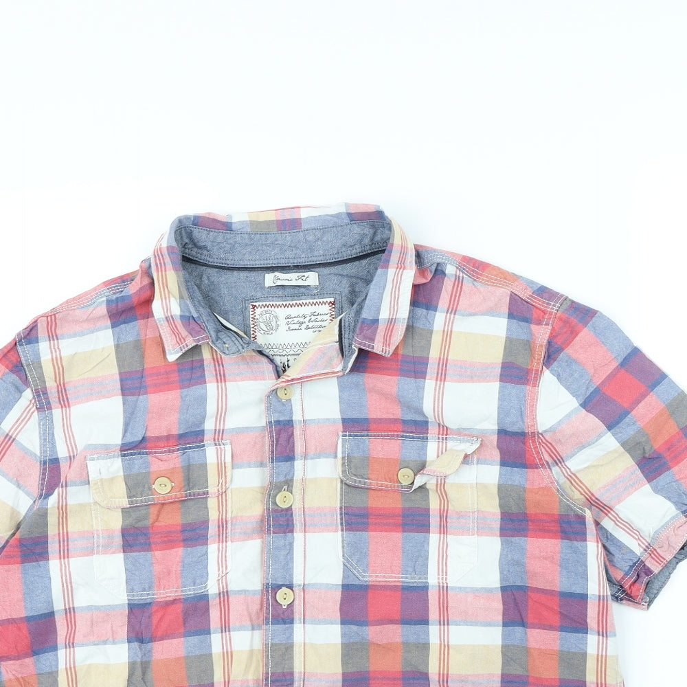 Fat Face Mens Red Check   Dress Shirt Size L