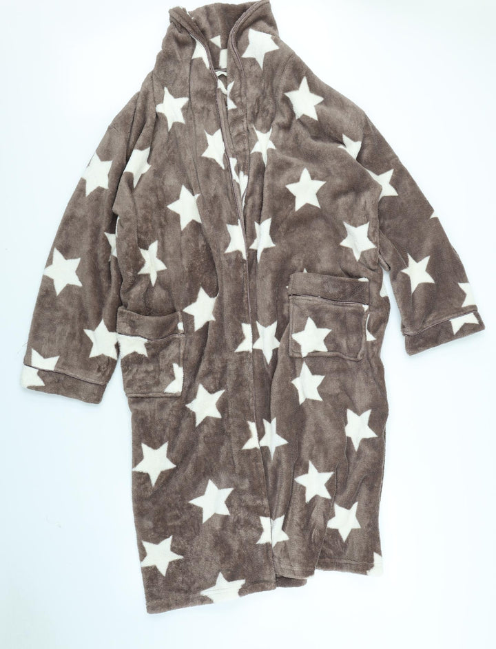 Dorothy Perkins Womens Brown Solid Babydoll Robe Size M - Star pattern