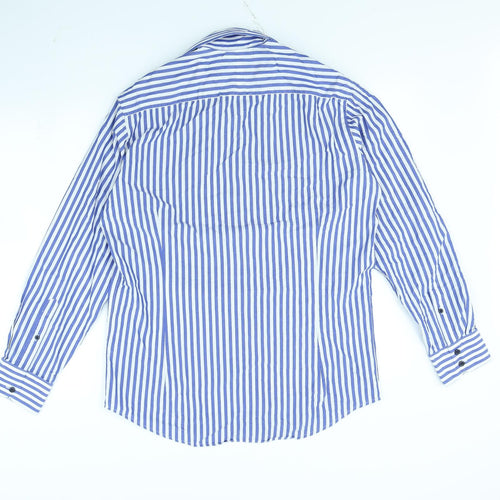 Curtis Mens Blue Striped   Dress Shirt Size M