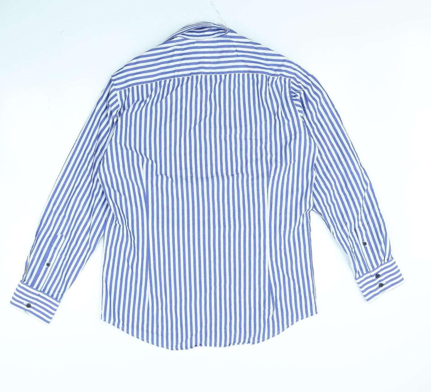 Curtis Mens Blue Striped   Dress Shirt Size M