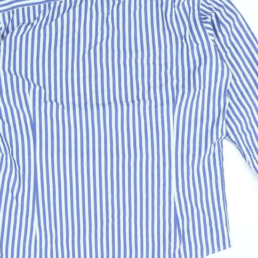 Curtis Mens Blue Striped   Dress Shirt Size M