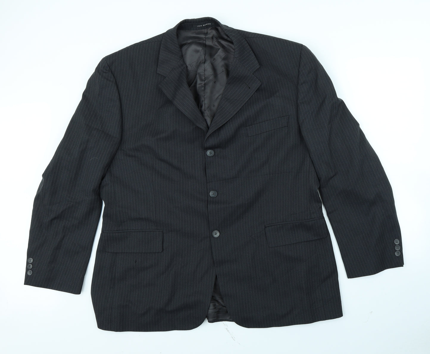 Jeff Banks Mens Black   Jacket Blazer Size 44  - shoulder pads