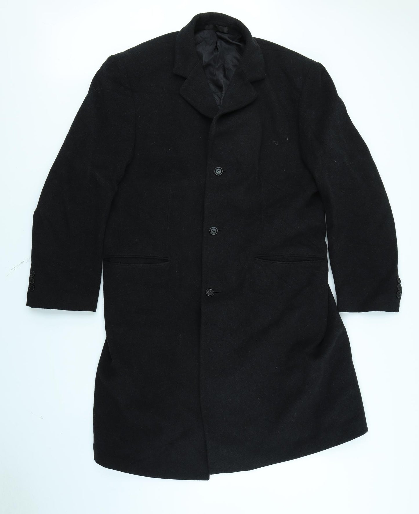 M&S Mens Black   Overcoat Jacket Size L