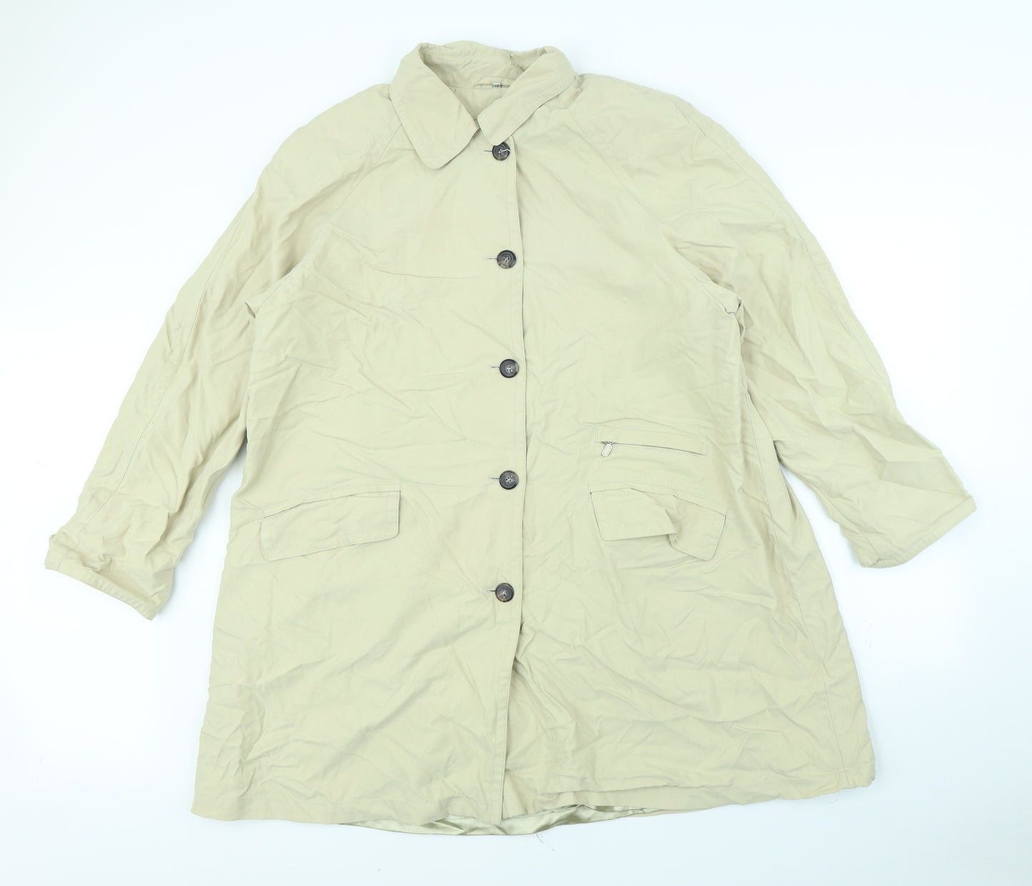 Preworn Womens Beige   Overcoat Coat Size 16  - shoulder pads