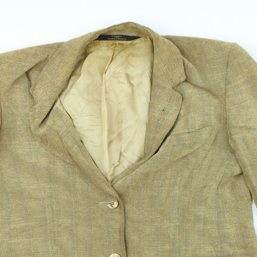 M&S Womens Gold   Jacket Blazer Size 12  - shoulder pads
