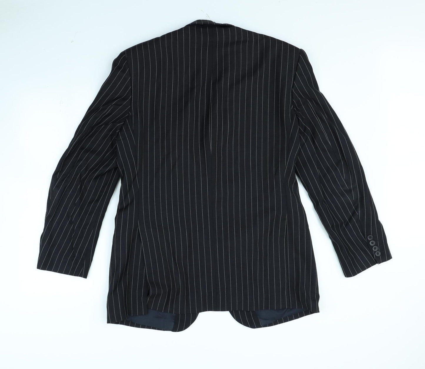 Preworn Mens Black Striped  Jacket Blazer Size 40  - shoulder pads