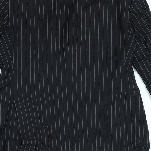 Preworn Mens Black Striped  Jacket Blazer Size 40  - shoulder pads
