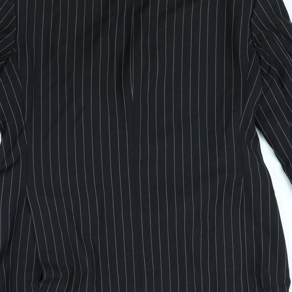 Preworn Mens Black Striped  Jacket Blazer Size 40  - shoulder pads