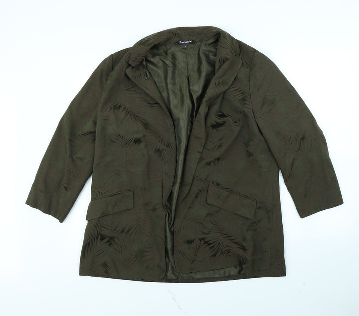Bonmarché Womens Green Floral Jacket Size 16 - shoulder pads