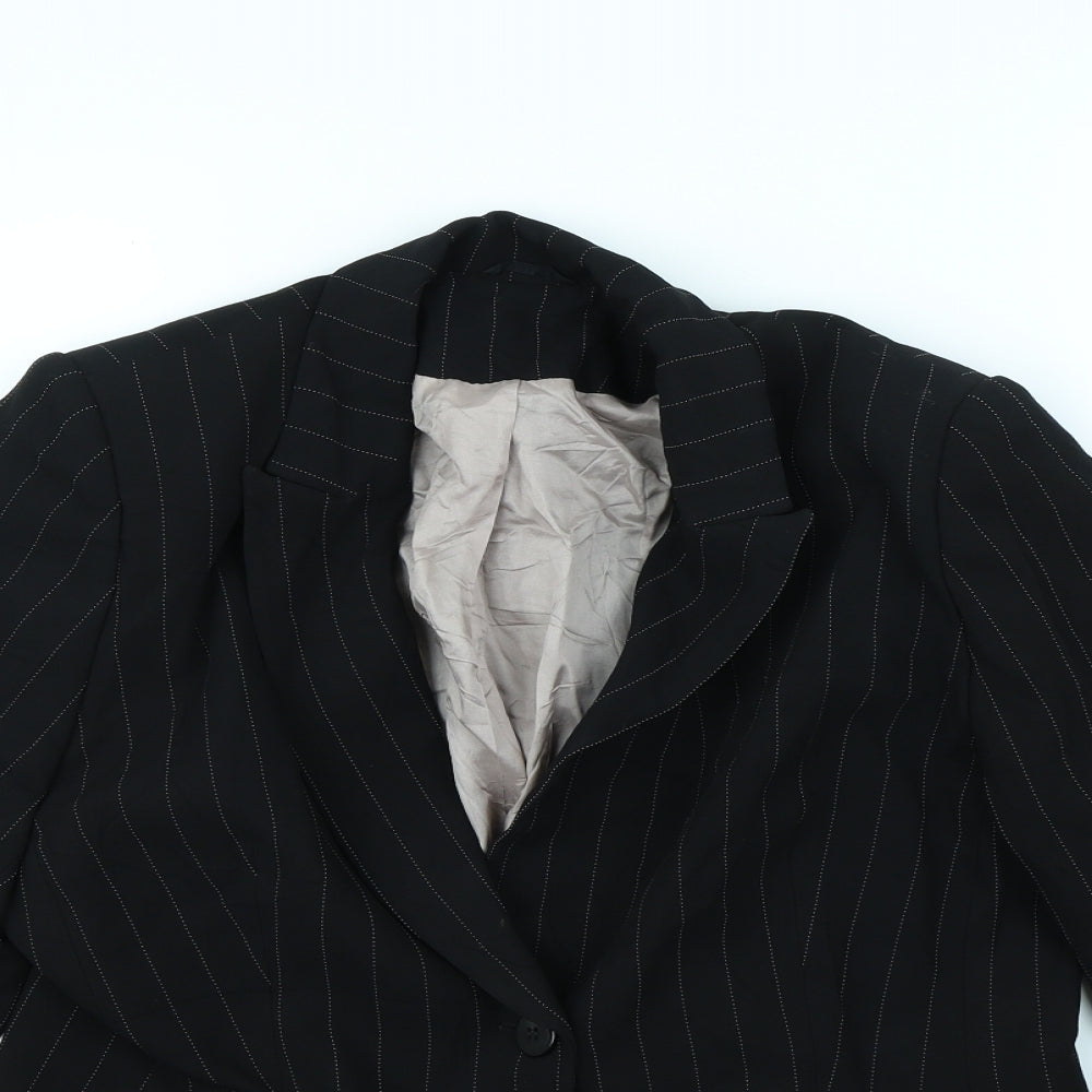 Principles Womens Black Striped  Jacket Blazer Size 16  - shoulder pads