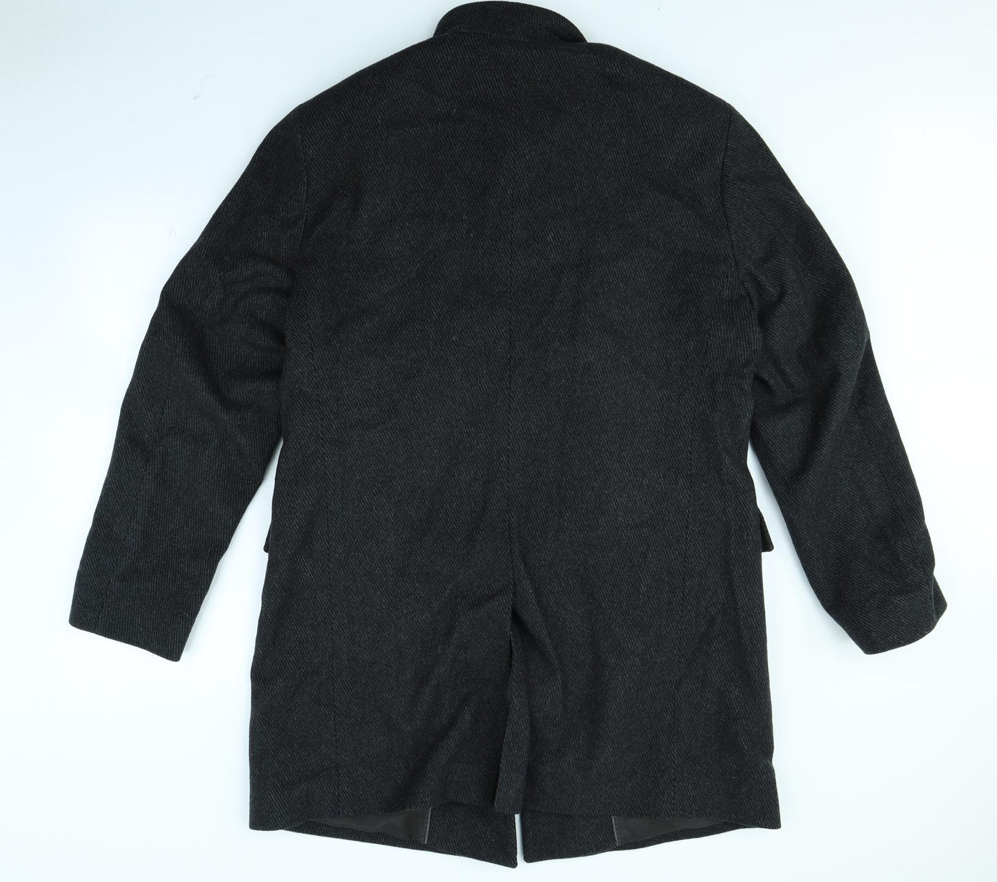 HUGO BOSS Mens Black   Overcoat Coat Size 56  - shoulder pads