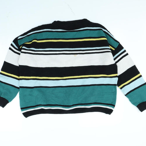 Divided Womens Green Striped  Pullover Jumper Size L