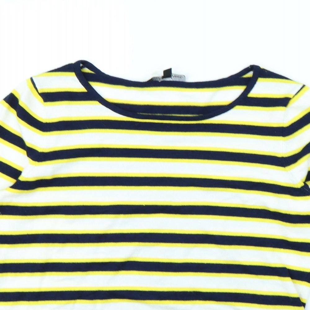 Alison Andrews Womens Yellow Striped  Pullover Jumper Size M