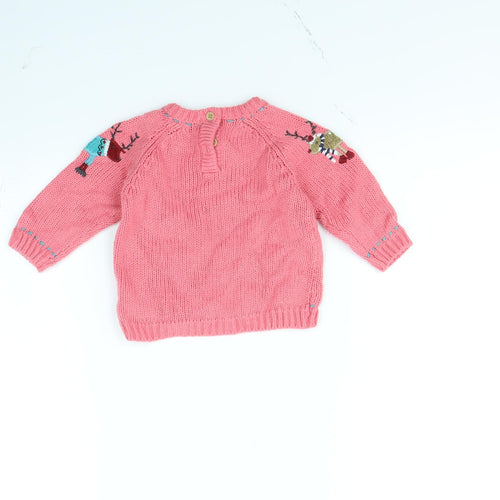 NEXT Girls Pink   Pullover Jumper Size 9-12 Months  - Christmas jumper