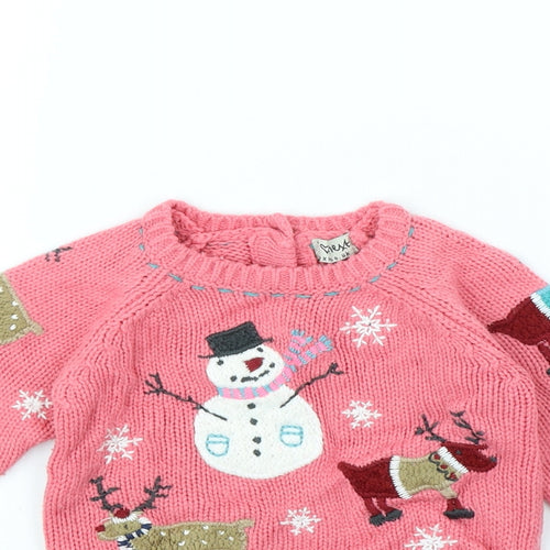 NEXT Girls Pink   Pullover Jumper Size 9-12 Months  - Christmas jumper