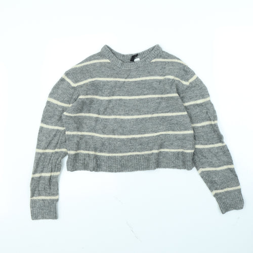 Divided Womens Grey Striped  Pullover Jumper Size M