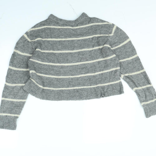 Divided Womens Grey Striped  Pullover Jumper Size M