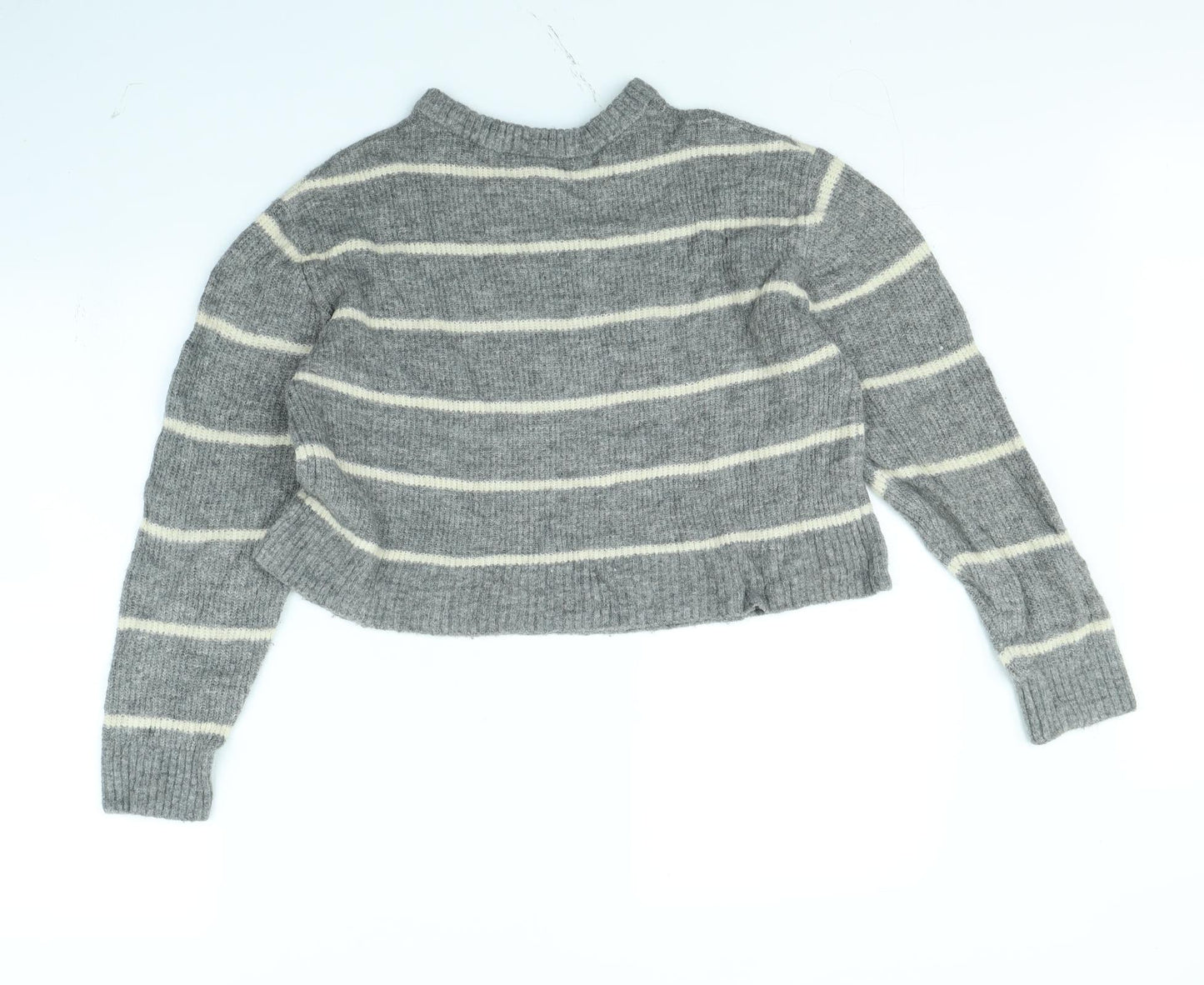 Divided Womens Grey Striped  Pullover Jumper Size M