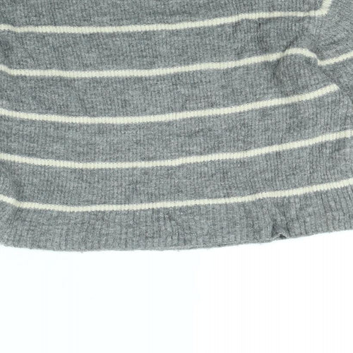 Divided Womens Grey Striped  Pullover Jumper Size M