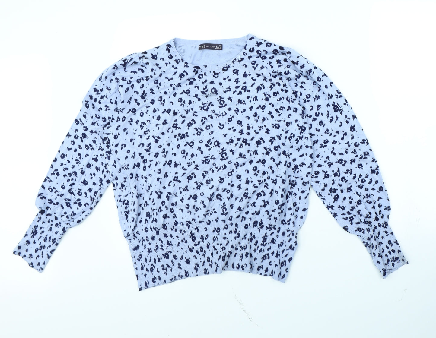 m&s Womens Blue Animal Print  Pullover Jumper Size 20