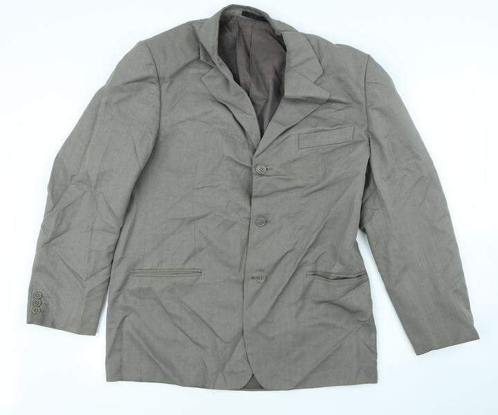 Preworn Mens Grey  Rayon Jacket Blazer Size 40  - shoulder pads