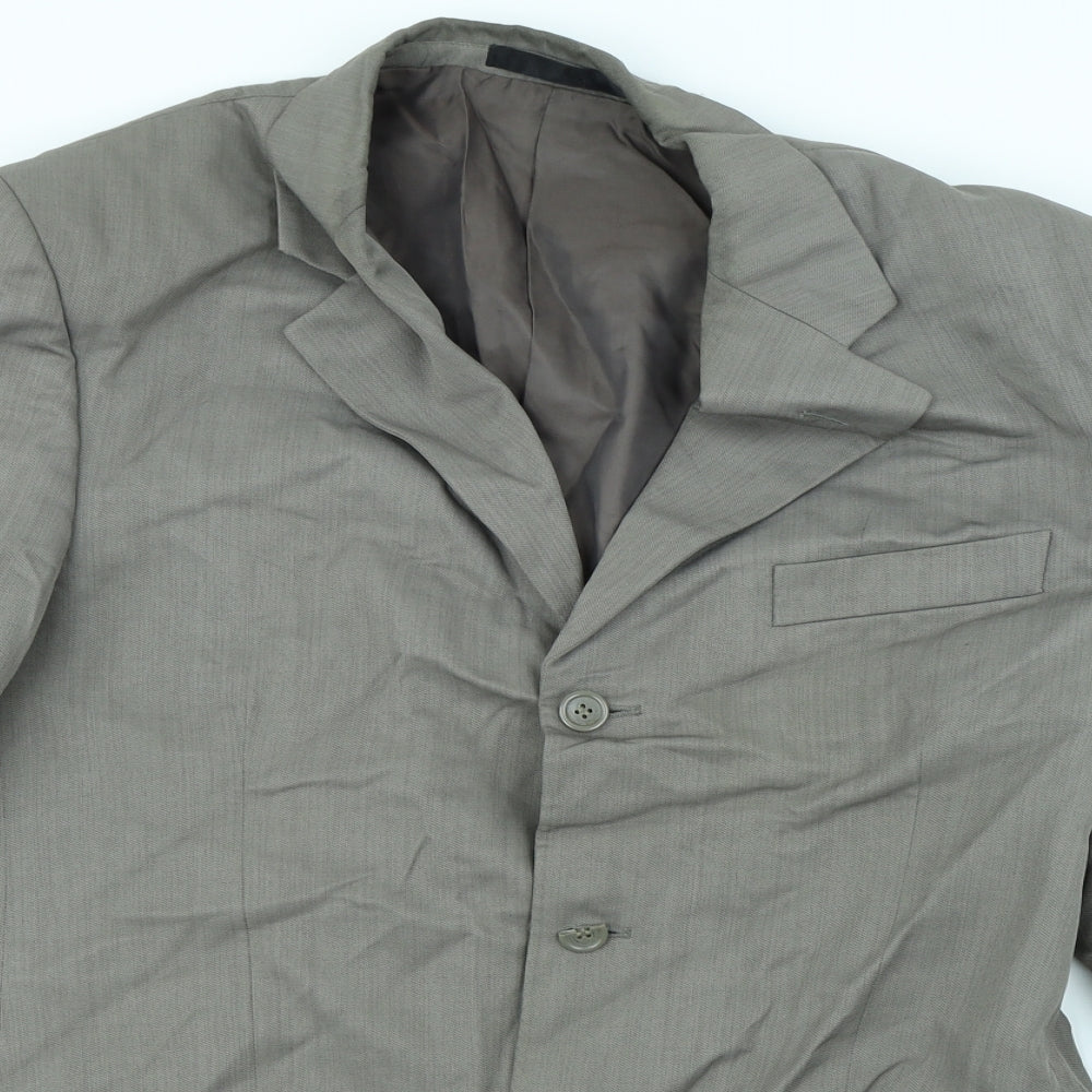 Preworn Mens Grey  Rayon Jacket Blazer Size 40  - shoulder pads