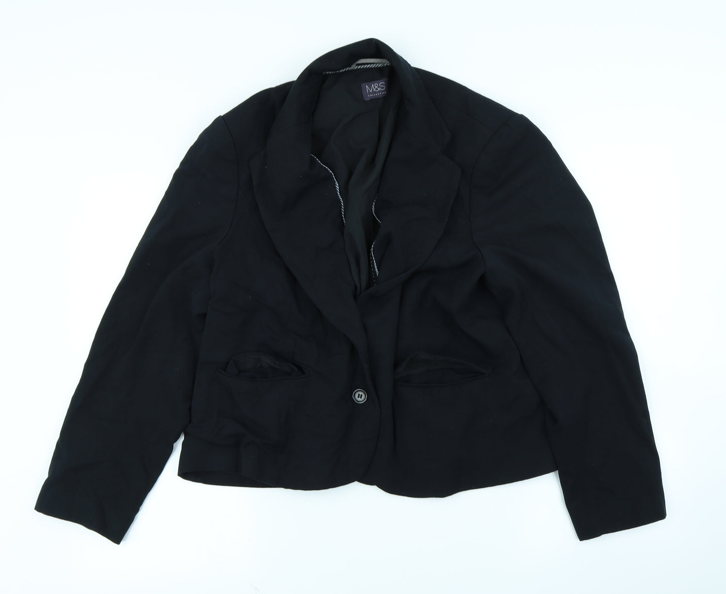 m&s Womens Black   Jacket Blazer Size 20  - shoulder pads