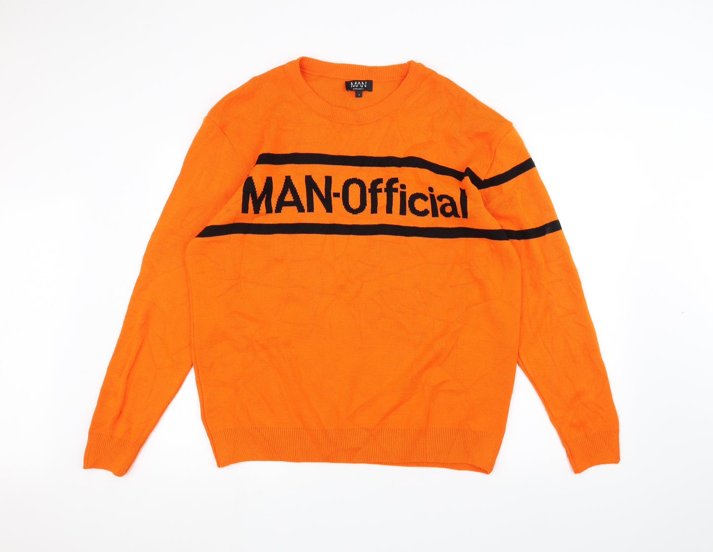 Boohoo Mens Orange   Pullover Jumper Size S