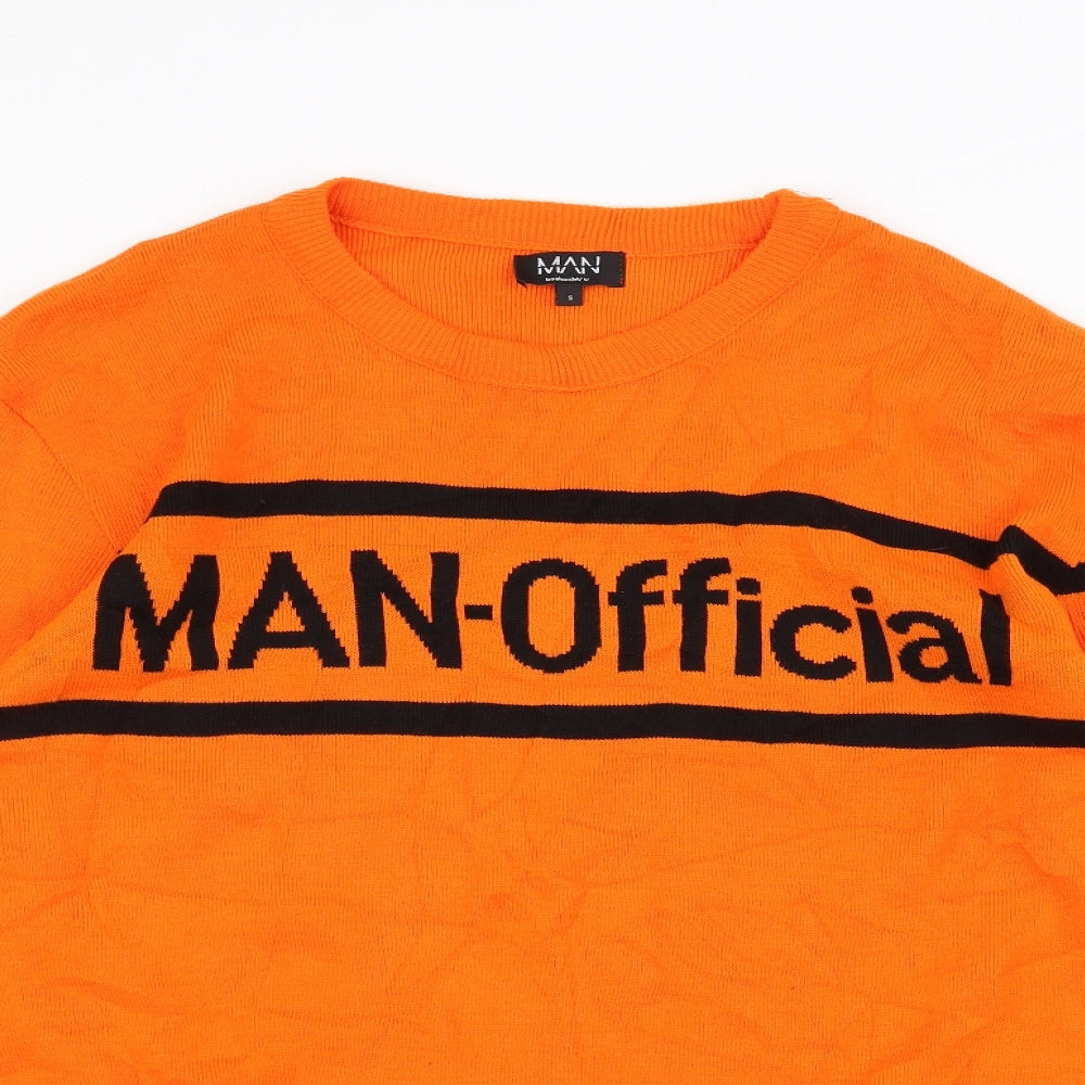 Boohoo Mens Orange   Pullover Jumper Size S