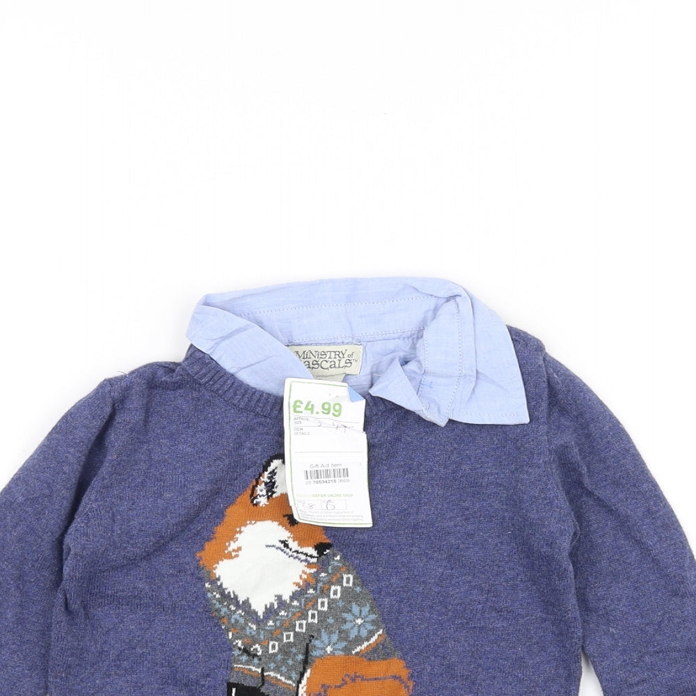Ministry Of Rascals Boys Blue   Pullover Jumper Size 4 Years  - FOX