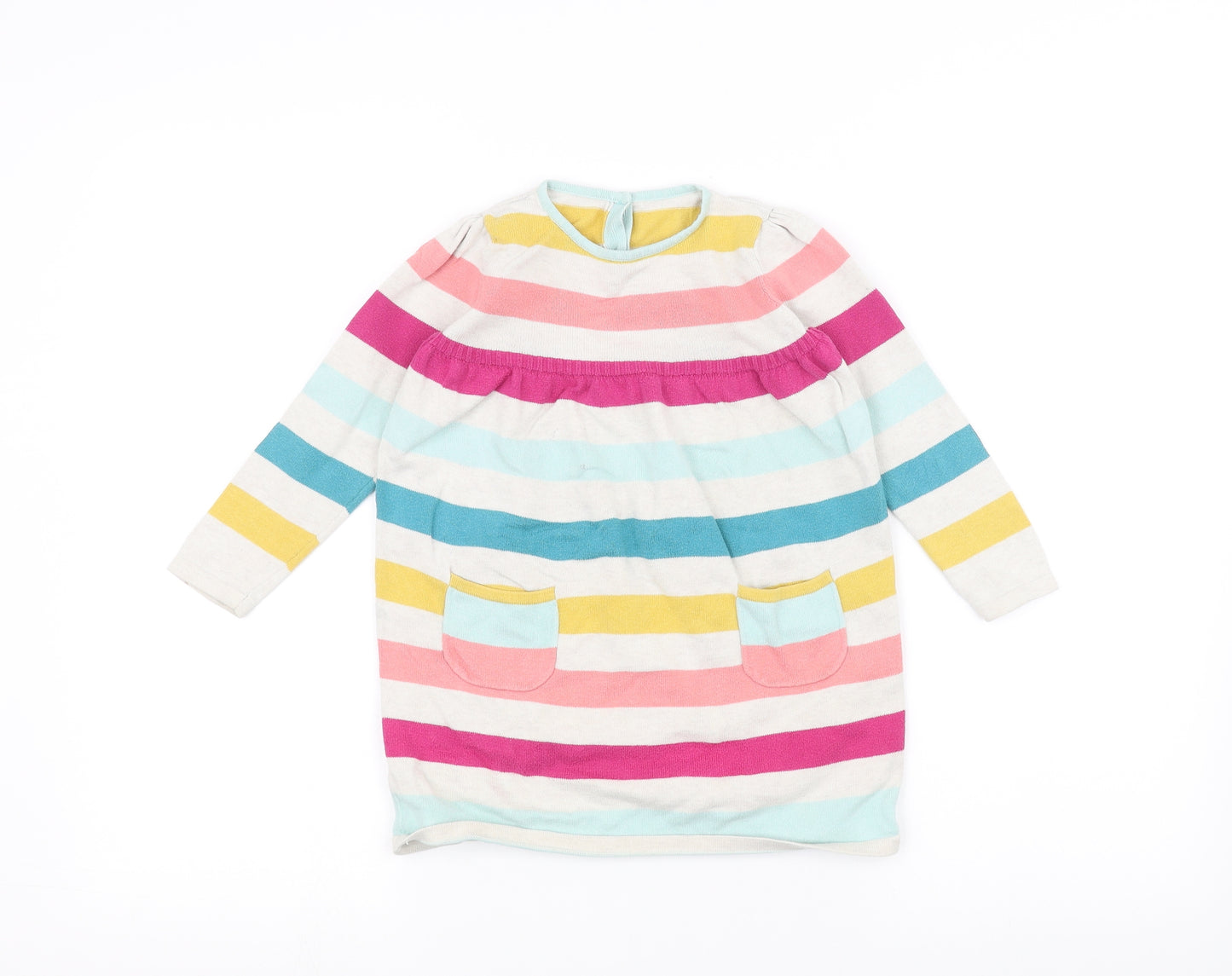 John Lewis Girls White Striped  Pullover Jumper Size 2-3 Years