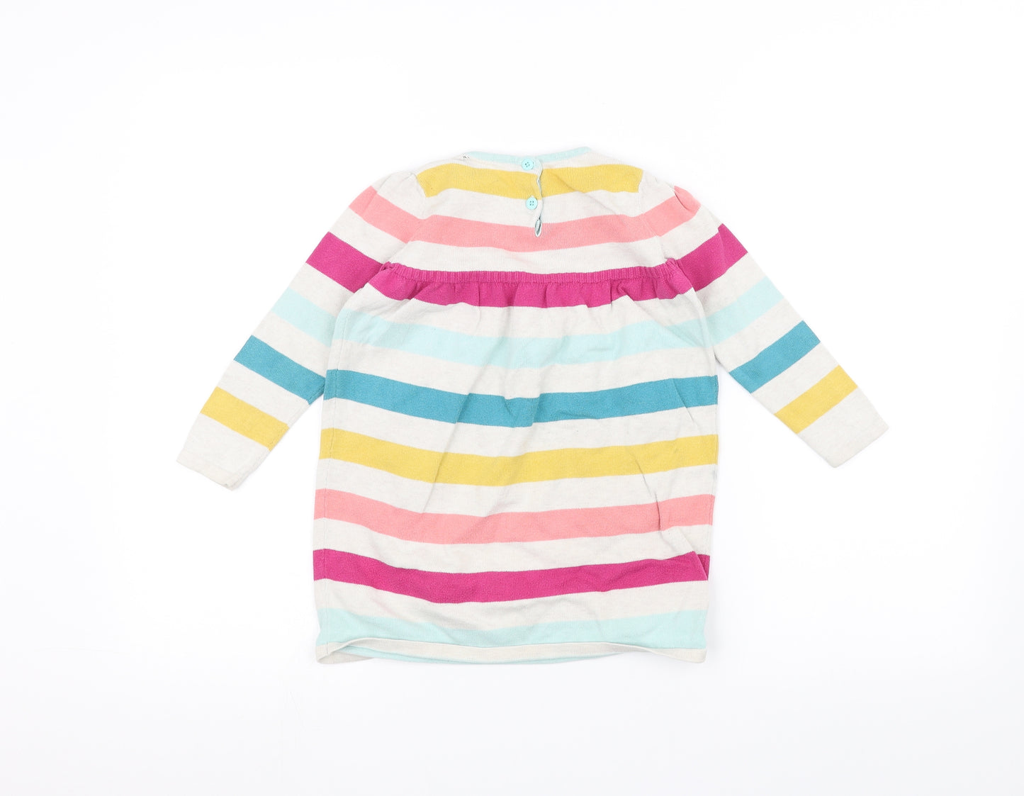 John Lewis Girls White Striped  Pullover Jumper Size 2-3 Years
