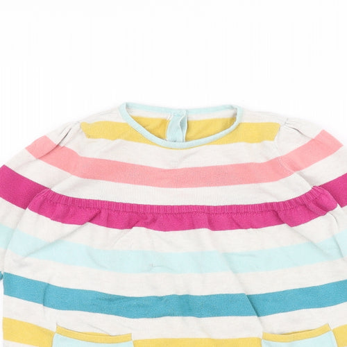 John Lewis Girls White Striped  Pullover Jumper Size 2-3 Years