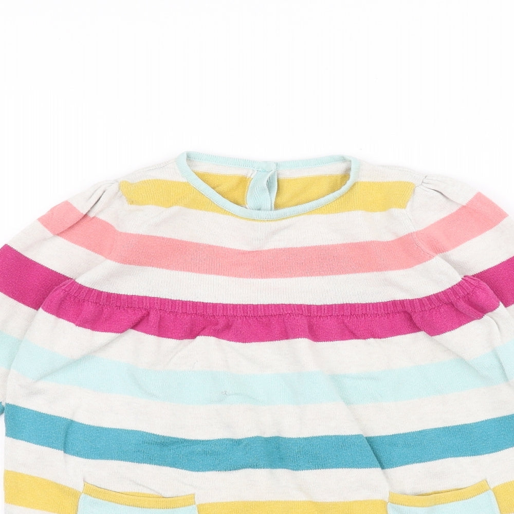 John Lewis Girls White Striped  Pullover Jumper Size 2-3 Years