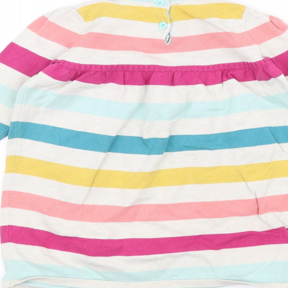 John Lewis Girls White Striped  Pullover Jumper Size 2-3 Years