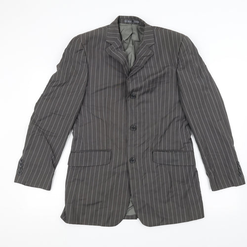 Fellini Mens Grey Striped  Jacket Suit Jacket Size 36