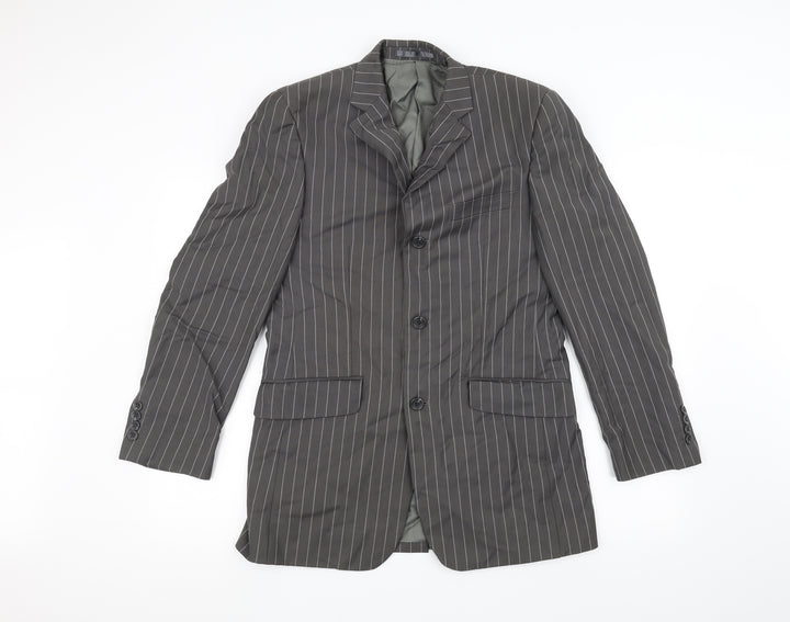 Fellini Mens Grey Striped Jacket Suit Jacket Size 36
