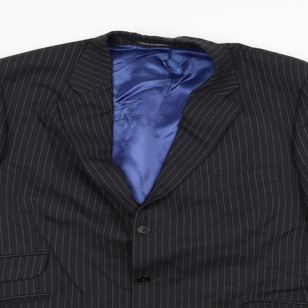 AUSTEN REED Mens Black Striped  Jacket Suit Jacket Size 46