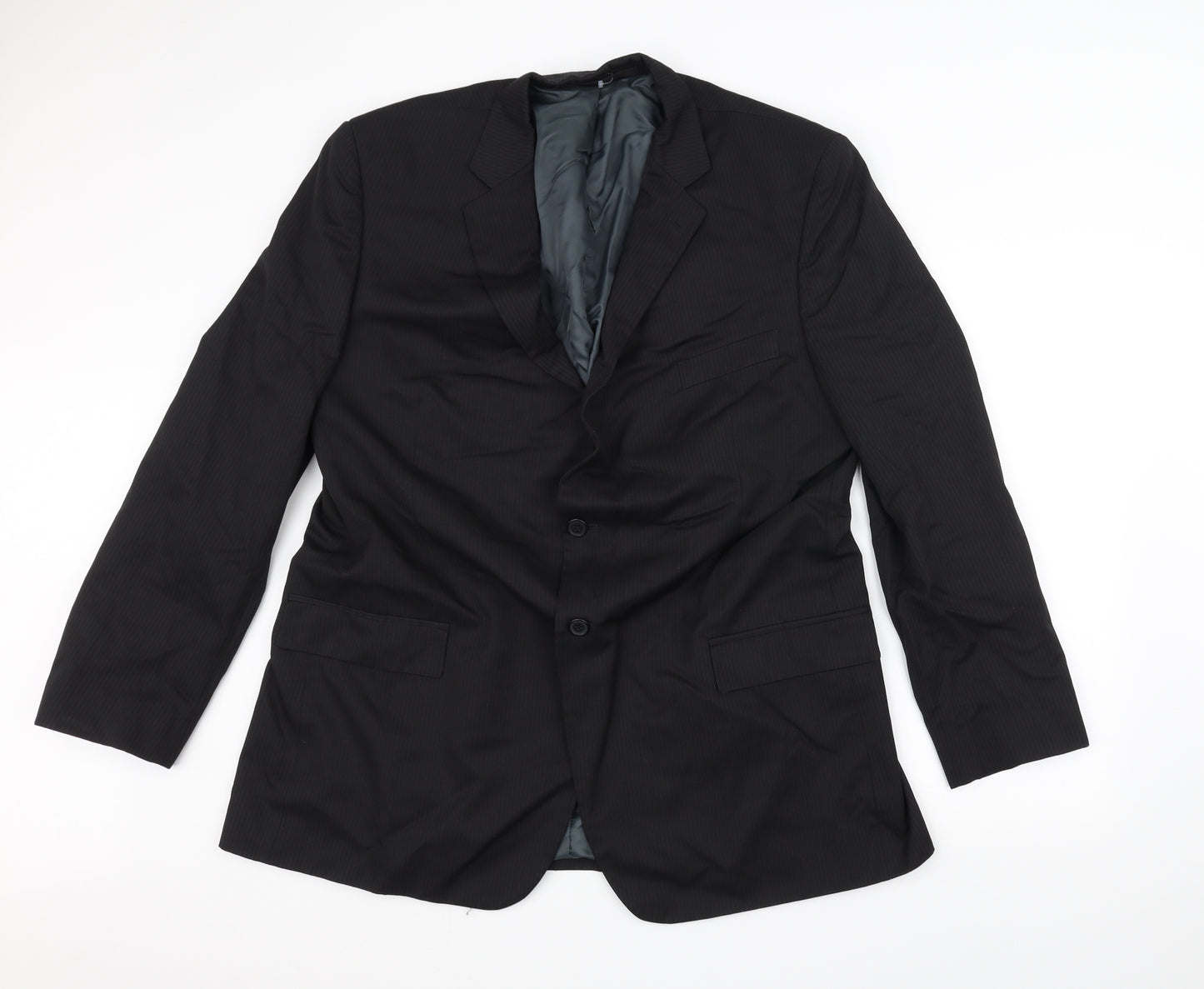 Preworn Mens Black Striped  Jacket Suit Jacket Size 38